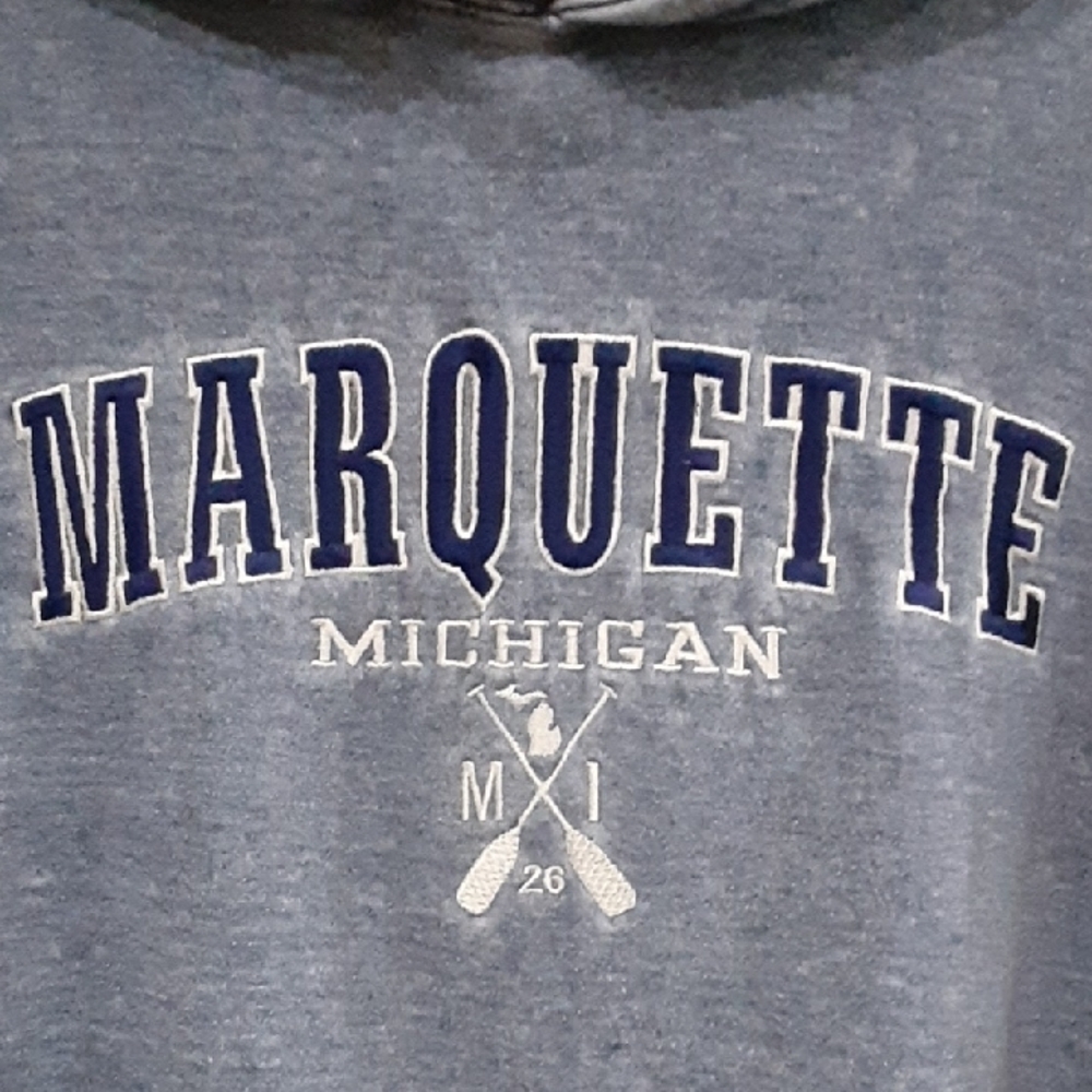 U.S. Vintage Collection Marquette Michigan Embroidered Hoodie Mineral Wash Small - Picture 2 of 4